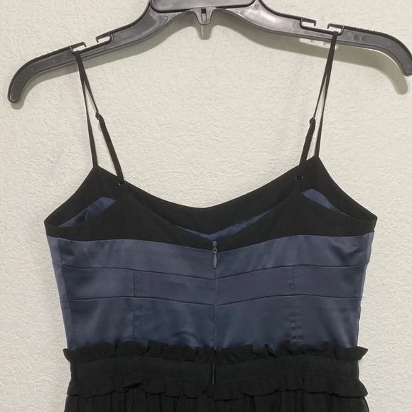 BCBGeneration Blue Black Satin Chiffon Sleeveless Mini Dress Size 0 - Picture 6 of 8